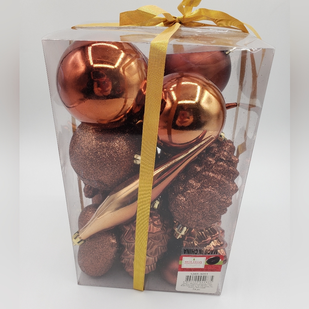 Shatterproof Christmas Ornaments 24 NIB Kids, Pets Metallic Brown Bronze Jo-Ann.